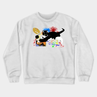 Cute Tuxedo Cat who loves to Paint The Artistic Cat Copyright TeAnne Crewneck Sweatshirt